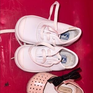 Keds Kids White and Light Pink Sneakers